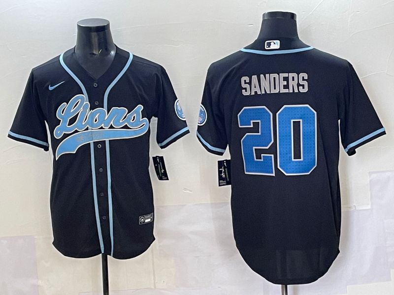 Men 2025 Detroit Lions #20 Sanders Black  joint name 2024 Nike Limited NFL Jersey style 4